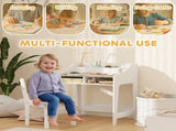 Kids Desk and Chair Set, Children Study Table with Storage and Shelves for Study Room, Gift for 3-8 T3398P553214