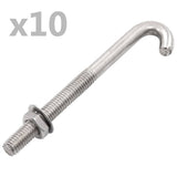 Anchored J-Bolt w/Nut and Washer M8x100 mm 25 Sets 144513
