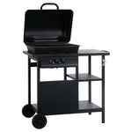 Gas BBQ Grill with 3-layer Side Table Black 47390