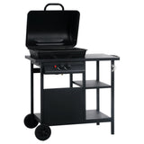 Gas BBQ Grill with 3-layer Side Table Black 47390