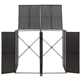 Double Wheelie Bin Shed Black 140x80x117 cm Poly Rattan 319861