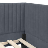 Corner Bed Frame with Headboard Dark grey 90 x 200 cm Velvet 42016267