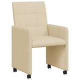 Dining Chairs with Wheels 2 pcs Cream 58 x 65 x 94 cm Fabric 42017836