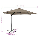 Cantilever Garden Parasol with Pole and LED Lights Taupe 300 cm 312331