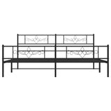 Metal Bed Frame without Mattress with Footboard Black 180x200cm 355289