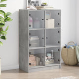 Highboard with Doors Concrete Grey 68x37x109 cm Engineered Wood 3295853