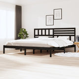 Bed Frame without Mattress Black Solid Wood Pine 200x200 cm 3101047
