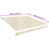 Awning Top Sunshade Canvas Cream 4 x 3 m 141014