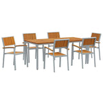 Garden Dining Set 7 pcs Grey and brown 180 x 90 x 75 cm 3284426