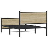 Metal Bed Frame without Mattress Sonoma Oak 107x203 cm 4007730