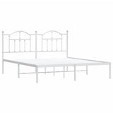 Metal Bed Frame without Mattress with Headboard White 160x200cm 353491