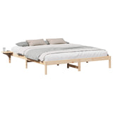 Bed Frame Natural 200 x 200 cm Solid Pine Wood 873175