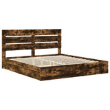 Storage Bed with Drawer Smoked Oak 180 x 200 cm Engineered Wood 3411881