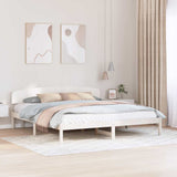 Bed Frame with Headboard White 200 x 200 cm Solid Pine Wood 872051