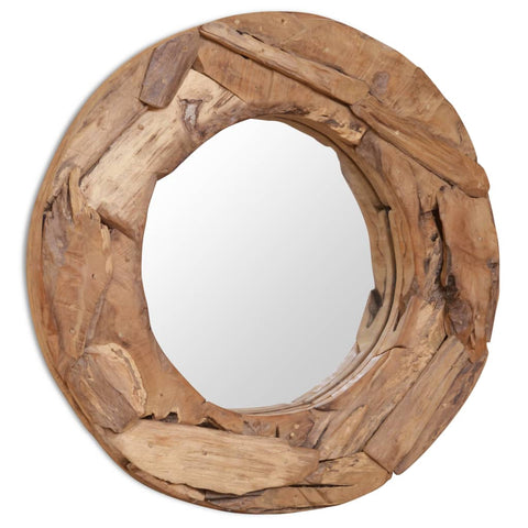 ZNTS Decorative Mirror Teak 60 cm Round 244560