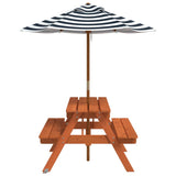 Picnic Table for 4 Kids with Umbrella Solid Wood Fir 3281616