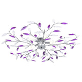 Ceiling Lamp with Acrylic Crystal Leaf Arms for 5 E14 Bulbs Purple 289240