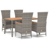 ZNTS 5 Piece Garden Dining Set Grey Poly Rattan&Solid Wood Acacia 3157614