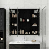 Bathroom Mirror Cabinet Black Oak 70 x 14.5 x 70 cm 889088