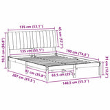 Bed Frame with Headboard White 135 x 190 cm Solid Pine Wood 878903