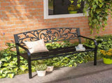 2 Seater Metal Garden Park Bench Porch Outdoor Furniture Patio Chair Seat Black,UK T3398P325172