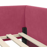 Corner Bed Frame with Headboard Wine Red 100 cm x 200 cm Velvet 42016095