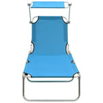 ZNTS Folding Sun Lounger with Canopy Blue Aluminium 310362