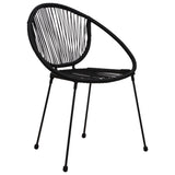 Dining Set Black PVC rattan, powder-coated steel, glass 3-piece 3060225