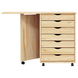 Rolling Cabinet with Desk MOSS Clear Varnish Solid Pine wood 42032404