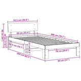 Bed Frame with Headboard Natural 90 x 200 cm Solid Pine Wood 872668