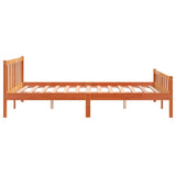 Bed Frame without Mattress Wax Brown 150x200 cm King Size Solid Wood Pine 844398