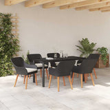 Garden Dining Set with Cushion 7 pcs Black Poly Rattan 3261674