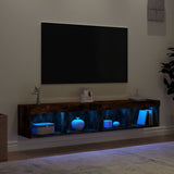 TV Cabinets with LED Lights 2 pcs Smoked Oak 80x30x30 cm 837150