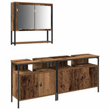 Bathroom Furniture Set with Shelf 3 pcs Brown Engineered wood 3332574