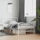 Metal Bed Frame without Mattress with Footboard White 100x200cm 376288