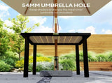 Square Garden Dining Table with 5.4cm Parasol Hole, Slatted Top, Metal Frame, 86 x 86 x 71cm, Brown T3398P320129