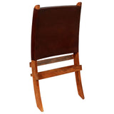 Folding Relaxing Chair Brown Real Leather 246363