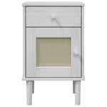 ZNTS Bedside Cabinet SENJA Rattan Look White 40x35x65 cm Solid Wood Pine 358014