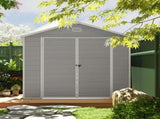7.9ft x 6.2ft Aluminium Frame and Plastic Wall Shed, with Foundation - Light Grey T3398P315935