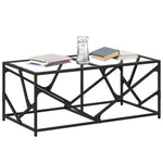 ZNTS Coffee Table with Transparent Glass Top 98.5x50x41 cm Steel 845996