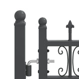 Fence Gate with Spear Top with Lock Grey 305 x 100 cm Steel 42009043