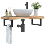 Basin Shelf Wall Mounted Steel and Solid Wood Acacia 3302689
