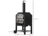 Outdoor Garden Pizza Oven Charcoal BBQ Grill 3-Tier Freestanding w/ Chimney, Mesh Shelf, Thermometer T3398P315375