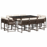 11 Piece Garden Dining Set with Cushions Brown Poly Rattan 3211569