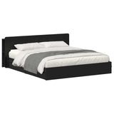 Bed Frame with Storage Black 200 x 200 cm Engineered Wood 3433605