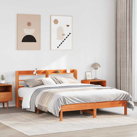 Bed Frame without Mattress Wax Brown 140x200 cm Solid Wood Pine 3306890