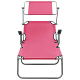 Outdoor Sunbed Pink Powder-coated steel and fabric Large 310337
