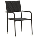 Outdoor Dining Set Black PE rattan, steel, solid acacia wood 3120106