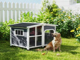 Wooden Dog Kennel with Removable Floor, Asphalt and Openable Roof, Giant Window for Large Dogs, T3398P376389