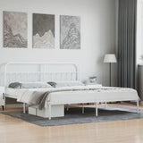 Bed Frame White Powder-Coated Steel Double Bed Frame 352634